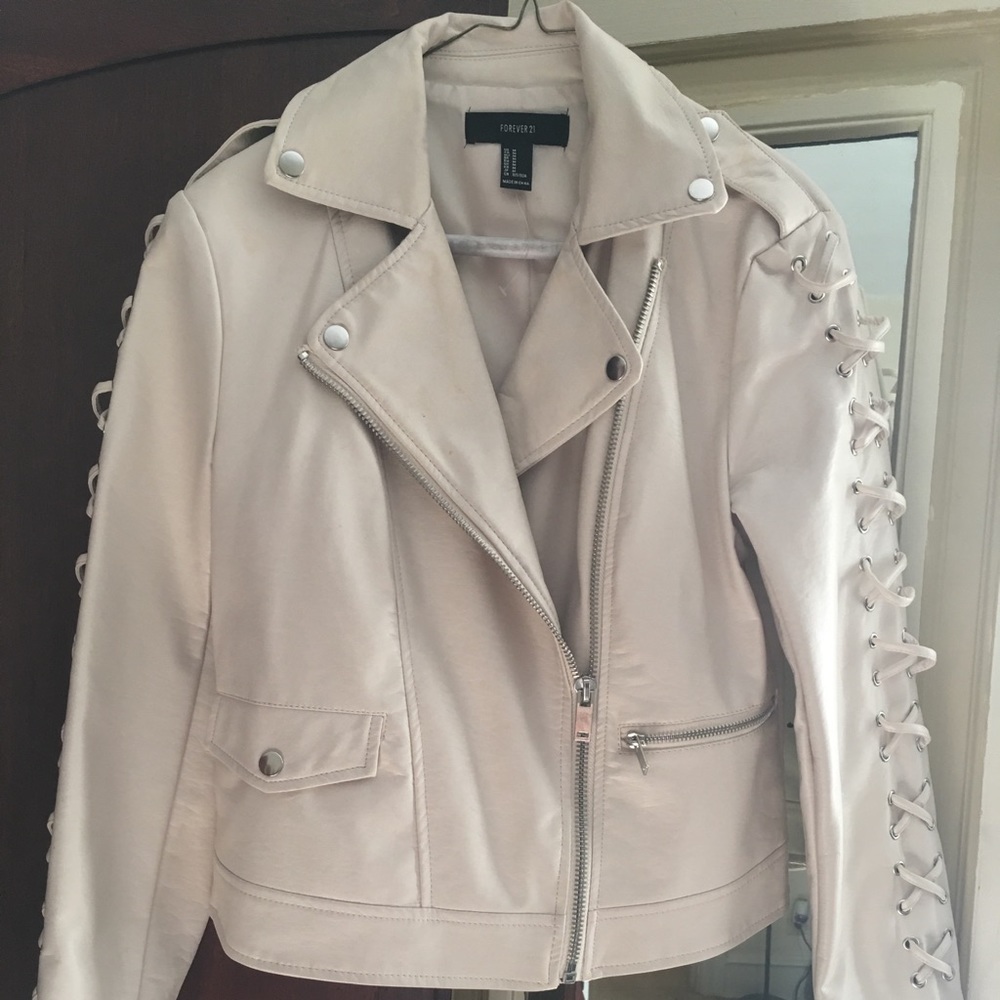 ❕Cream Moto Leather Jacket❕